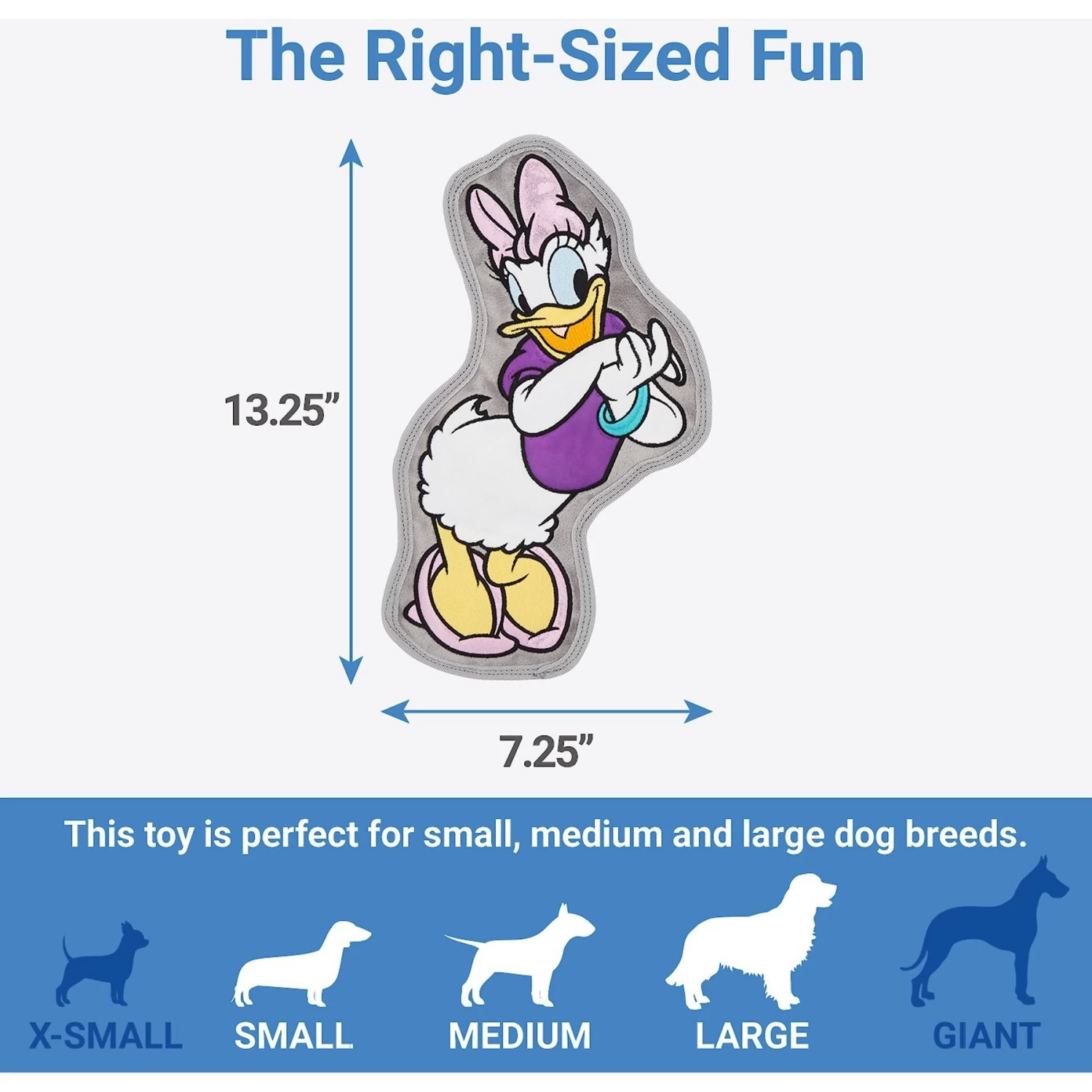 Disney Daisy Duck Flat Plush Squeaky Dog Toy 2 Disney Daisy Duck Flat Plush Squeaky Dog Toy - Image 2