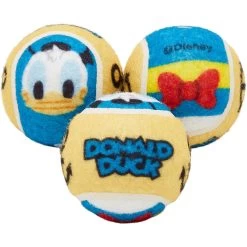 Disney Donald Duck Fetch Squeaky Tennis Ball Dog Toy, 3 Count