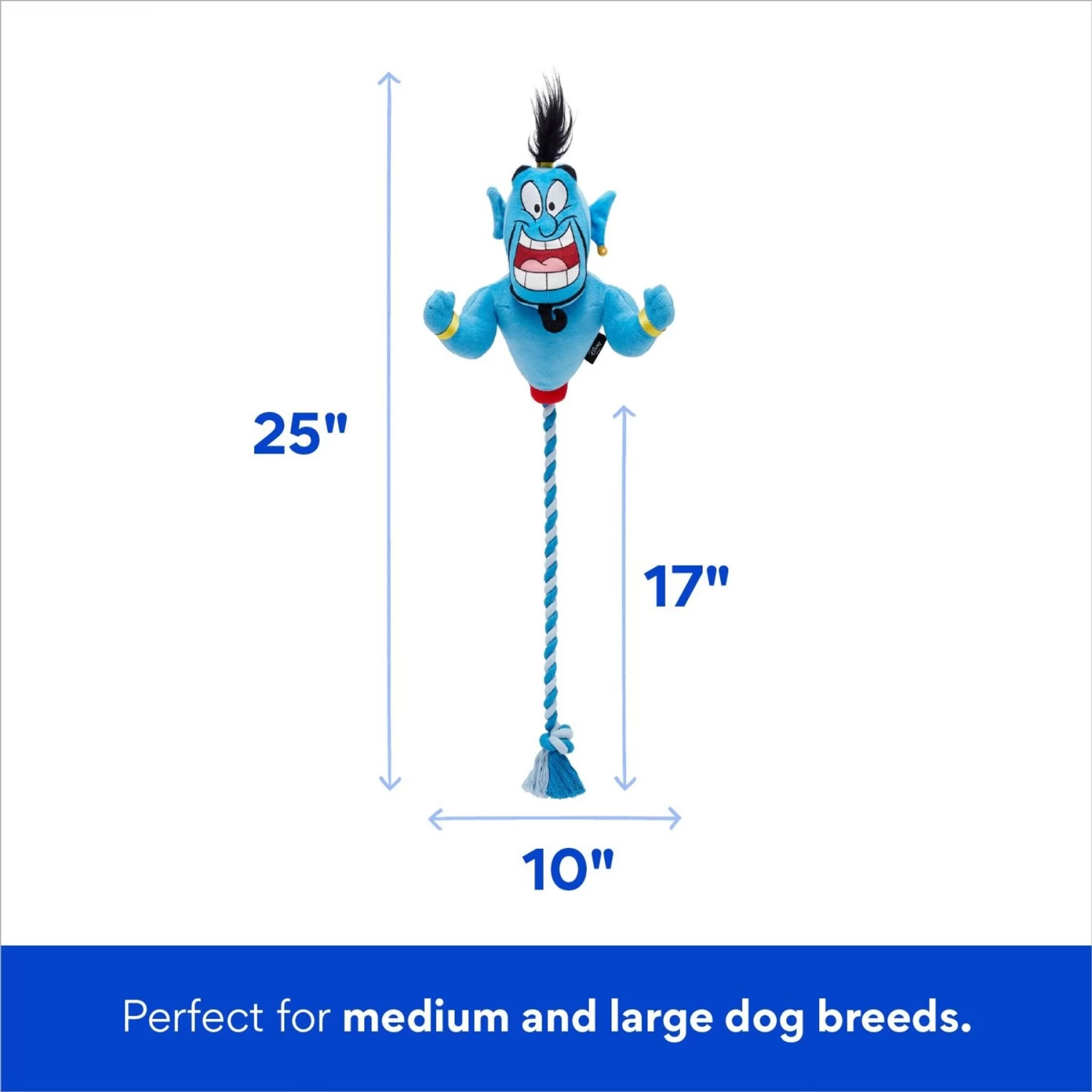 Disney Genie Plush With Rope Squeaky Dog Toy 2 Disney Genie Plush With Rope Squeaky Dog Toy - Image 2