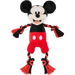Disney Mickey Mouse Plush With Rope Squeaky Dog Toy