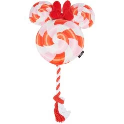Disney Minnie Mouse Lollipop Plush With Rope Squeaky Dog Toy