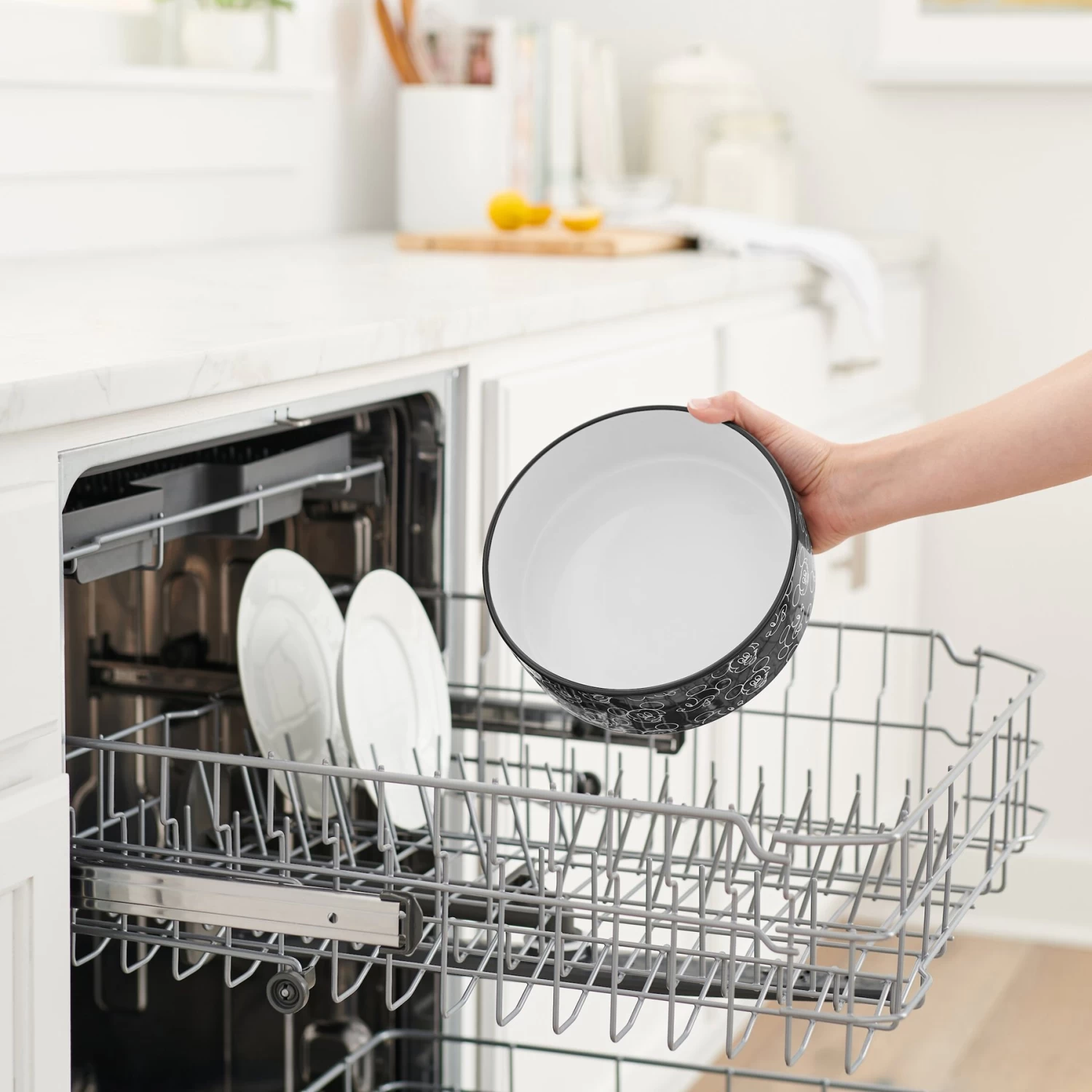 Disney Mickey Mouse Black & White No-Skid Ceramic Dog & Cat Bowl 6 Disney Mickey Mouse Black & White No-Skid Ceramic Dog & Cat Bowl - Image 6