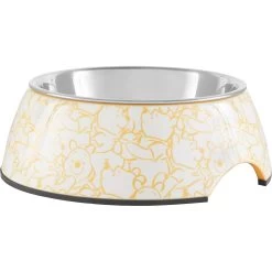 Disney Winnie The Pooh Non-Skid Stainless Steel With Melamine Stand Dog & Cat Bowl, Yellow