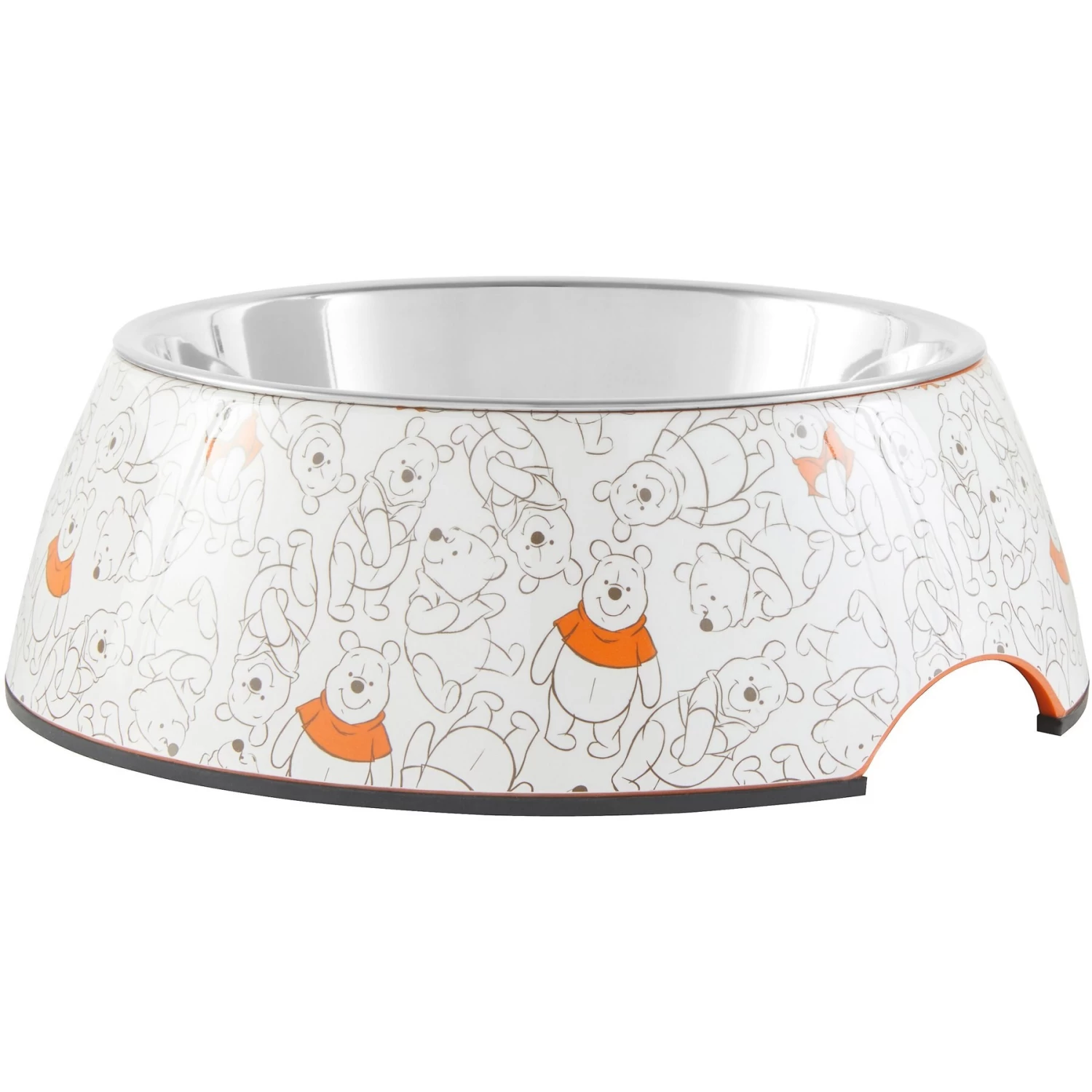 Disney Winnie The Pooh Non-Skid Stainless Steel With Melamine Stand Dog & Cat Bowl, Orange 1 Disney Winnie The Pooh Non-Skid Stainless Steel With Melamine Stand Dog & Cat Bowl, Orange