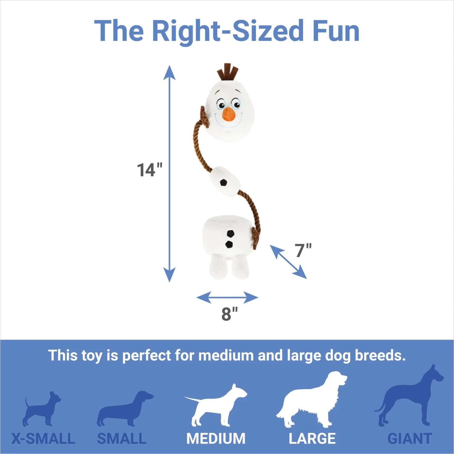 Disney Frozen's Olaf Plush With Rope Squeaky Dog Toy 2 Disney Frozen's Olaf Plush With Rope Squeaky Dog Toy - Image 2