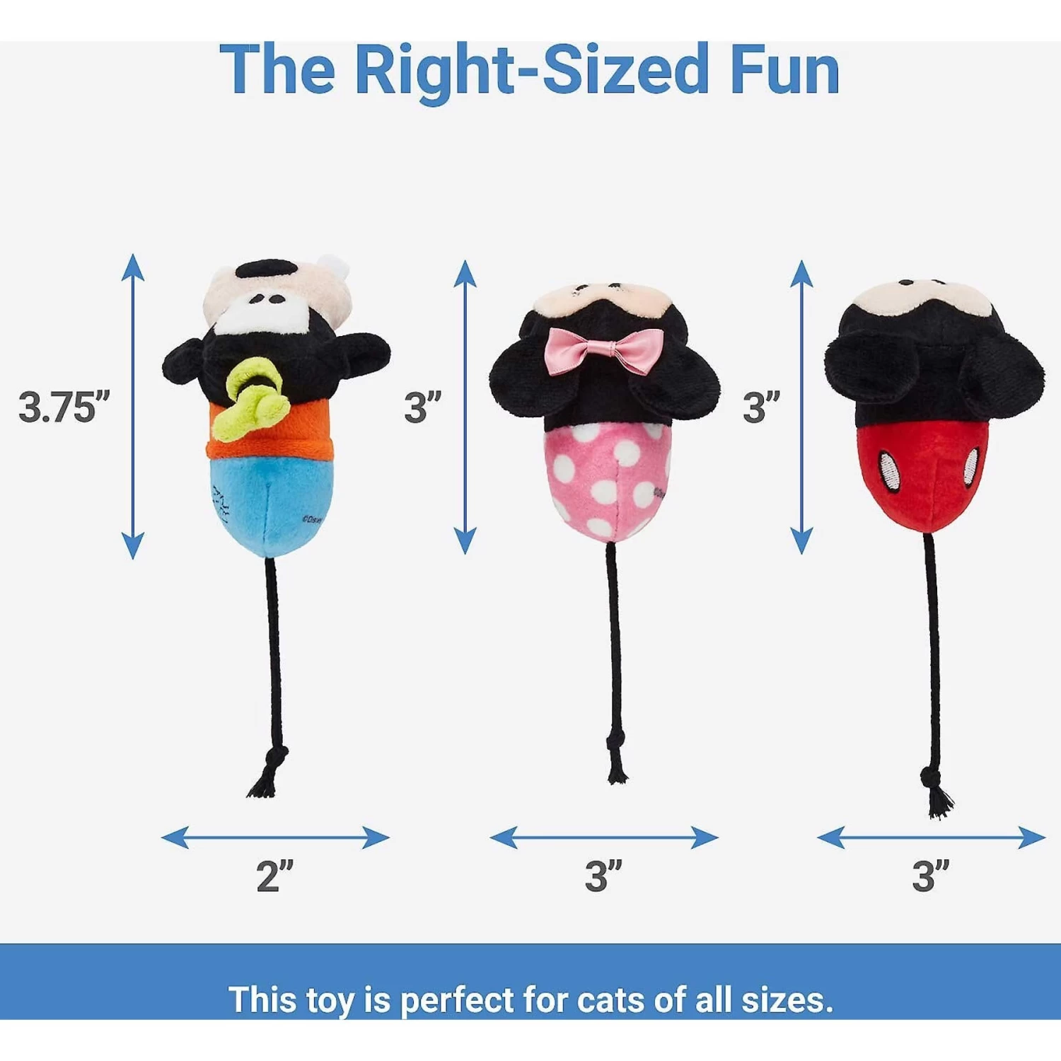 Disney Mickey & Friends Plush Mice Cat Toy With Catnip, 3 Count & Disney Mickey Mouse Plush Kicker Cat Toy With Catnip 3 Disney Mickey & Friends Plush Mice Cat Toy With Catnip, 3 Count & Disney Mickey Mouse Plush Kicker Cat Toy With Catnip - Image 3