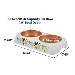 Disney Mickey Mouse Lemon Melamine Stainless Steel Double Dog & Cat Bowl -Happy Paw Shop 315299 PT1. AC SS1800 V1685731886