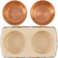 Disney Minnie Mouse Summer Bamboo Melamine Stainless Steel Double Dog & Cat Bowl -Happy Paw Shop 315343 PT4. AC SS1800 V1646327663