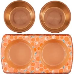 Disney Mickey Mouse Orange Bamboo Melamine Stainless Steel Double Dog & Cat Bowl -Happy Paw Shop 315350 PT4. AC SS1800 V1646327657