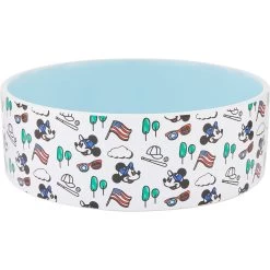 Disney Mickey Mouse Americana Non-Skid Ceramic Dog & Cat Bowl