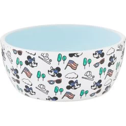 Disney Mickey Mouse Americana Non-Skid Ceramic Cat Bowl