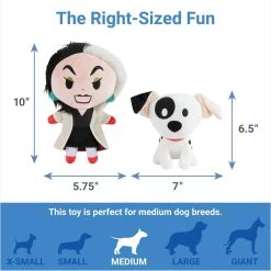 Disney Halloween Villains Cruella De Vil & Dalmatian Plush Squeaky Dog Toy -Happy Paw Shop 344467 PT1. AC SS1800 V1659626769