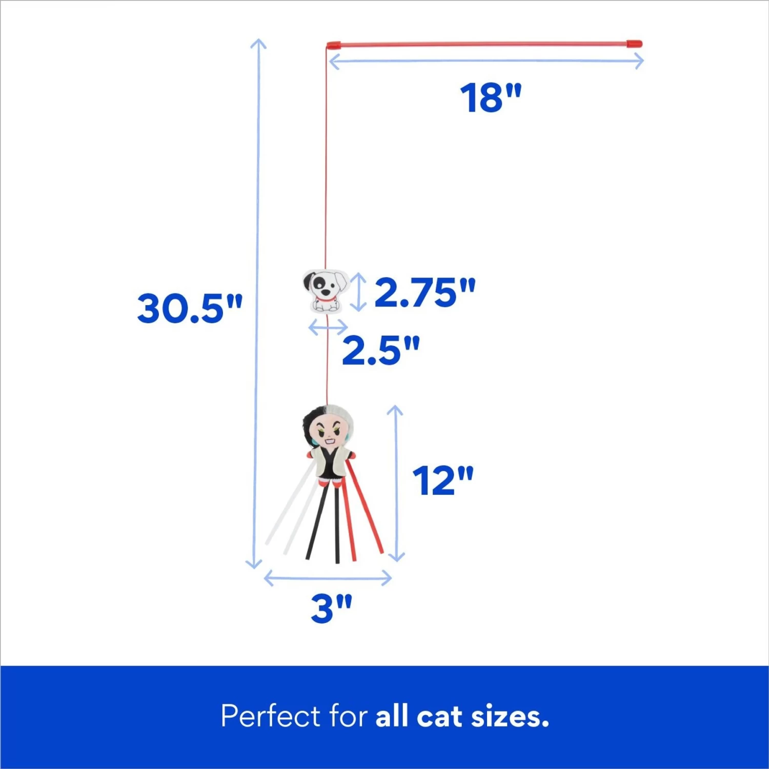 Disney Villains Cruella De Vil & Dalmatian Teaser Wand Cat Toy With Catnip 2 Disney Villains Cruella De Vil & Dalmatian Teaser Wand Cat Toy With Catnip - Image 2