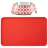 Disney Mickey Silicone Dog & Cat Food Mat & Disney Mickey Mouse Red Deco Stainless Steel & Melamine Dog & Cat Bowl