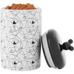 Disney Table Scraps Mickey Mouse Hot Diggity Dog Recipe Upcycled Jerky Dog Treats, 5-oz Bag & Disney Mickey Lines Ceramic Treat Jar -Happy Paw Shop 623494 PT8. AC SS1800 V1661896334